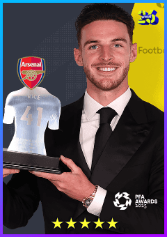 Declan Rice (CMF, rating 86) - PFA Awards 2025 card