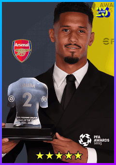 William Saliba (CB, rating 85) - PFA Awards 2025 card