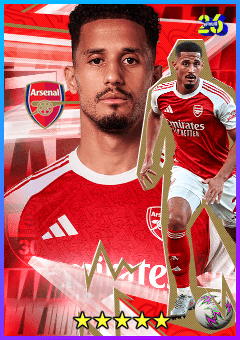 William Saliba (CB, rating 85) - Arsenal FC Pack 25-26 card
