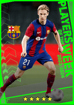 F. de Jong (CB, rating 95) - POTW 24 Aug '23 card