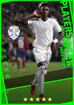 Vinícius Júnior (CF, rating 95) - POTW 18 Jan '24 card
