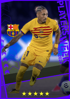 Raphinha (LWF, rating 94) - POTW European Club Championship 25 Apr '24 card
