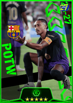 Raphinha (CF, rating 94) - POTW 27 Aug '26 card
